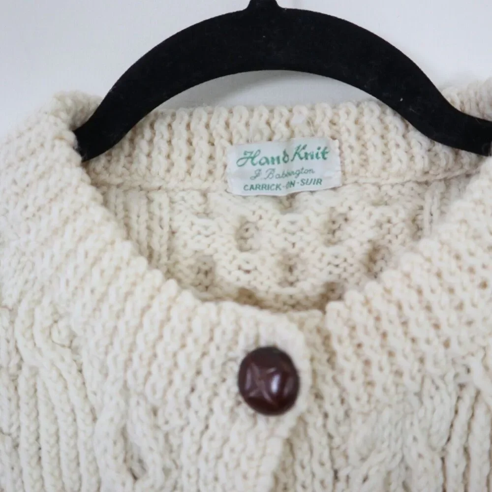 Vintage Handknit Cable Hand Knit Cardigan Sweater Carrick On Suir Ireland - Picture 14 of 14